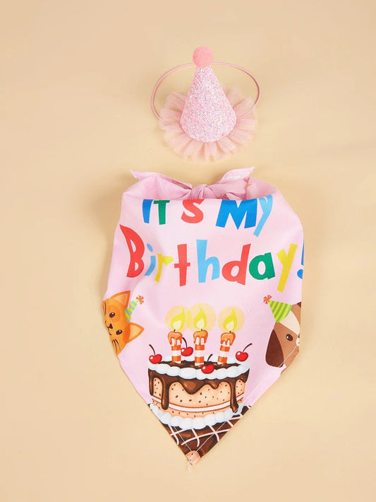 🎁 Dog Happy Birthday Decoration Dog Costume Hats Bowknot Bandana Neckerchief Bibs Banners Party Cat Dog Pets Accessories Perros (100% off)
