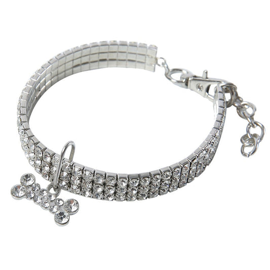 🎁 Bling Pet Dog Collar Fashion Bone Pendant Crystal Diamond Cat Collars For Small Medium Dogs Jewelry Necklace Pets Accessories (100% off)