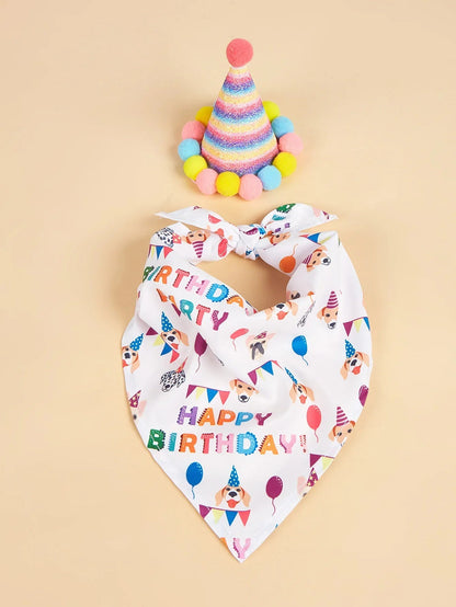 🎁 Dog Happy Birthday Decoration Dog Costume Hats Bowknot Bandana Neckerchief Bibs Banners Party Cat Dog Pets Accessories Perros (100% off)