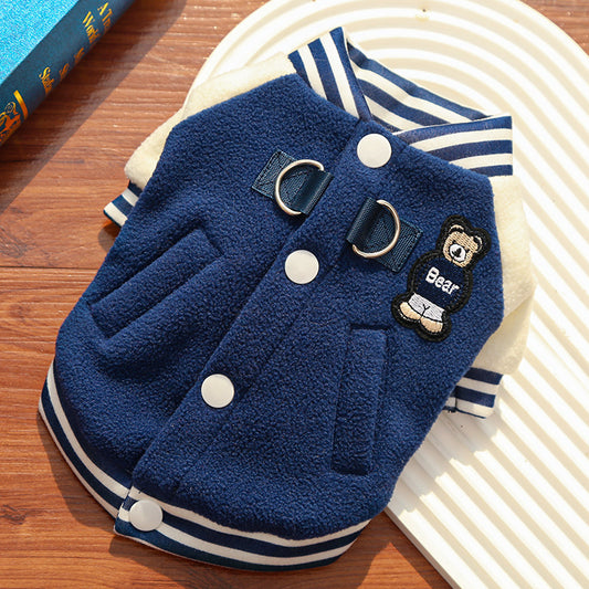 Wholesale Fleece Dog/Cat Outdoor Jacket - Small/Medium Pets, D-Ring & Buttons